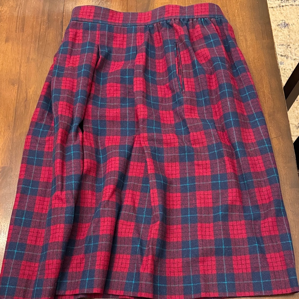 Pendleton Red and Blue Plaid A-Line Skirt